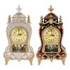 European Antique Desk Clock Retro Clock Living Room Decoration Desk Clock Home Clock Brown Red/White