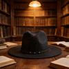 (One Size, Black) Men Straw Panama Hat, Wide Brim Sun Hat Lightweight Summer Top Hat for Outdoor Beach