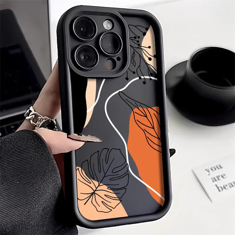 Чехол для телефона с абстрактными растениями для iPhone 17 15 Pro Max Чехол iPhone 13 16 14 12 11 Pro Max X XR XS 7 8 SECandy Жидкий силиконовый чехол