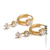 Temperament Stainless Steel Shiny Cubic Zirconia Drop Earrings Gold Platinum Plated Delicate Popular Jewelry Recommend