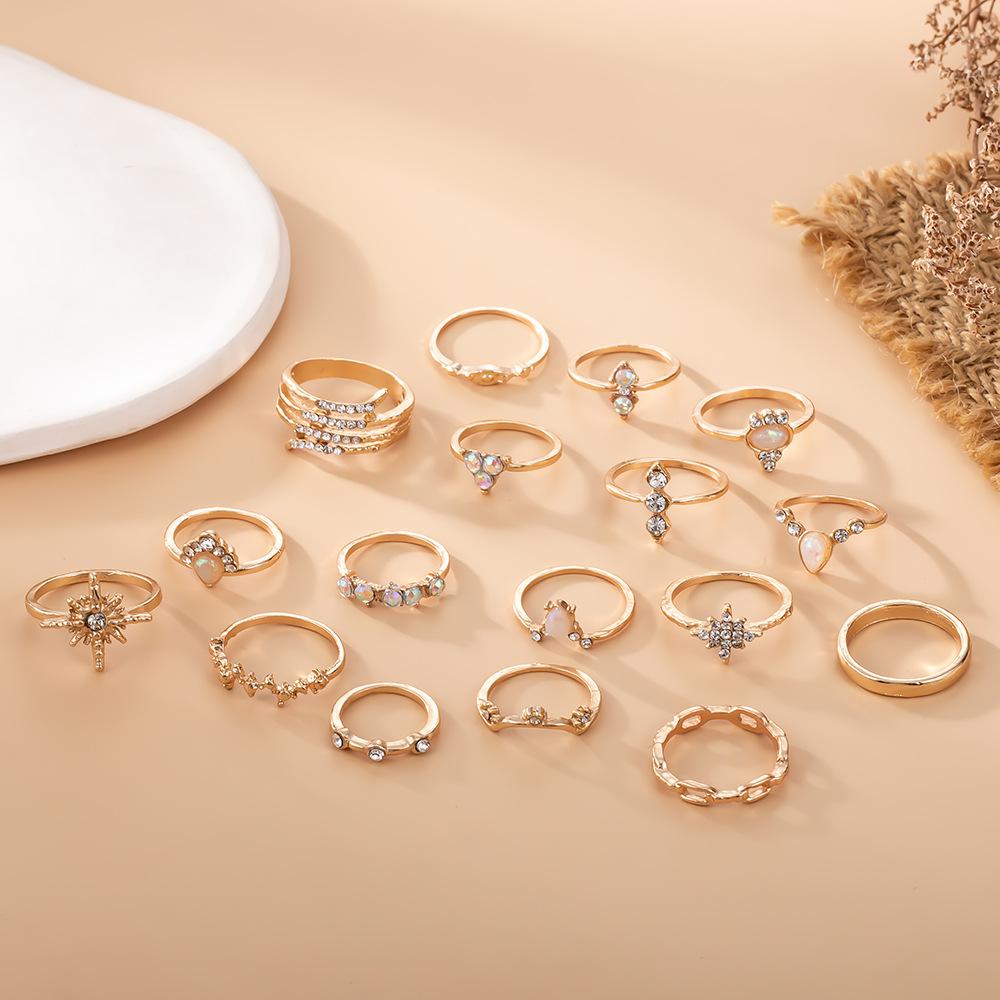 1Set Lady Bohemian style alloy zirconia ring set of jewelry pieces