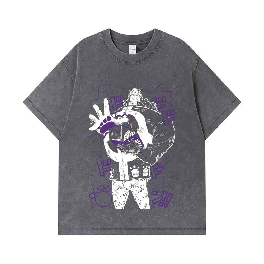 275 GSM Washed T-shirts 100% Cotton One Piece V67 Kuma Print Unisex Heavy Cotton T Shirt