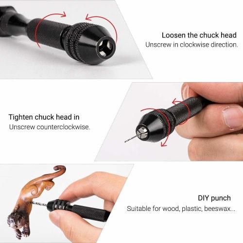 MAEXUS Hand Drill, Pin Vise, Micro Drill, 0.5-3.0mm Drill Bit Set with 25 Drills, Small, Quiet Manual Drill, Precision DIY Tool (26-Piece Set)