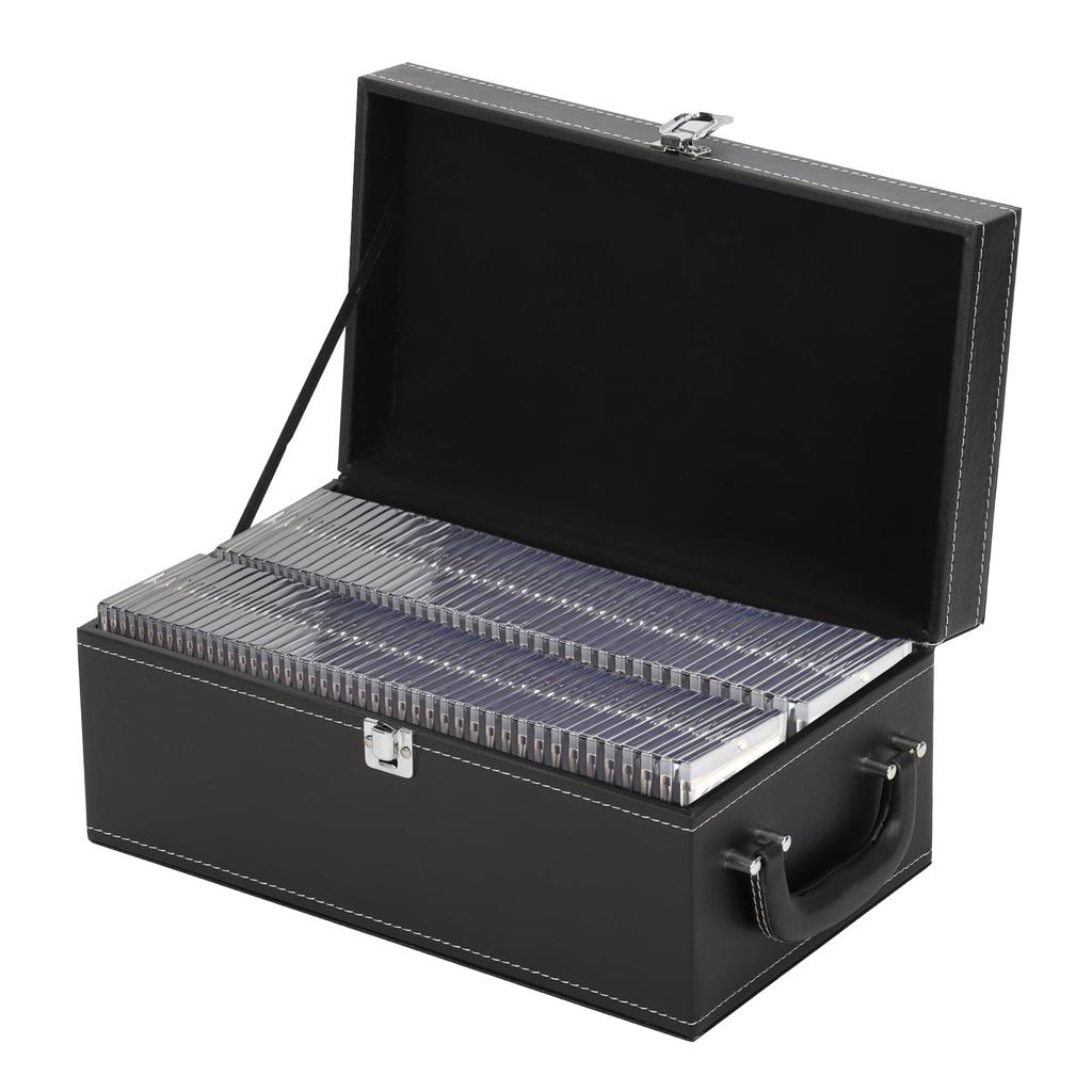 Высота хранения коллекционных карточек aleawol 15 см. Совместимость с PSA BGS. Загрузчик карт 35PT. Вмещает около 85 карт. Чехол для магнитного загрузчика карт из искусственной кожи.