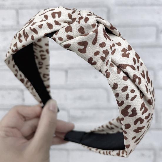 Женская повязка для волос Yousheng с узлом в виде сердца, широкая полоса с леопардовым узором, эластичная противоскользящая ретро-легкое украшение для волос, женский обруч для волос, аксессуар для волос