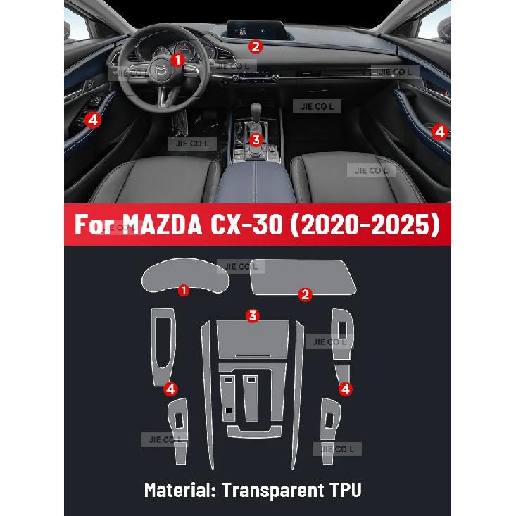 Anti-scratch Car Interior Center Console Media Dashboard Navigation TPU Protector Film For MAZDA CX-30 2020 2021 2022 2023 2024