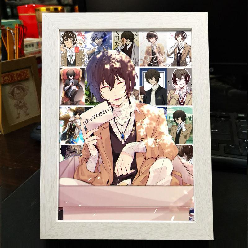 Рамка для фото в стиле аниме Bungo Stray Dogs: Дазай Осаму, Рюносуке Акутагава, Накахара Чуя - готовый стенд для фотоколлажа в подарок