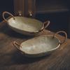 Крестьянская керамическая миска с двумя ручками - Винтажный дизайн с веревкой для фруктов, салата и овощей. Идеально подходит для домашней, ресторанной или гостиничной посуды.