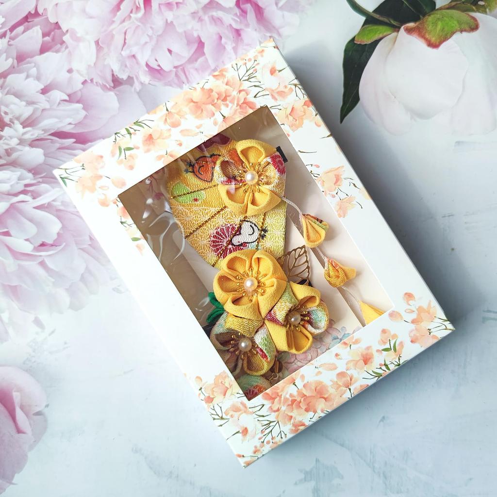 Украшения для волос ручной работы с дизайном цветущей сакуры и колокольчика для девочек и идеально подходящие для детей, Сити-Го-Сан, и выпускных. Набор в технике цумами-дзаику.