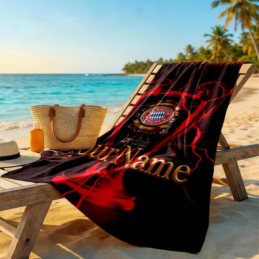 Bayern Munich Customize Your Name Beach Towel Quick-Dry Soft Microfiber Ideal for Travel Outdoor Swim Pool Yoga Surf Camping Hiking Gym Gift Holiday