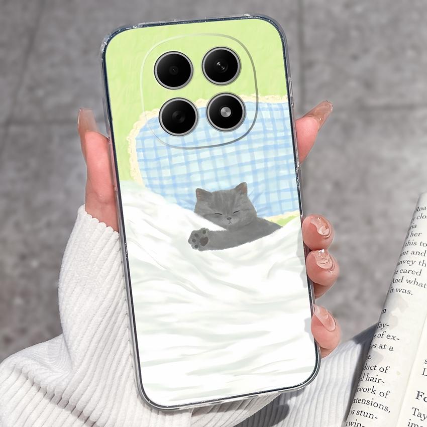 For Redmi Note 15 14 13 Pro Plus 5 5A 4 4X Phone Case Chinese Style Red-Crowned Crane Patterns Transparent TPU Shockproof Casing For Redmi Soft Covers