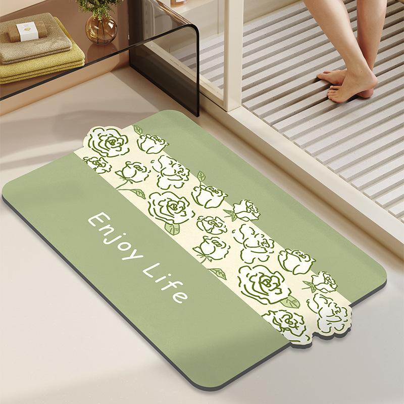 Nordic Simple Flowers Абсорбирующий Быстросохнущий Коврик для ванной комнаты Туалет Специальная форма Негрязный Износостойкий Ковер из диатомита
