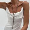 SHIXIN Elegant Knot Long Tassel Pendant Necklace for Women Sexy Gold Color Multilayer Necklace Sweater Chain Dress Neck Jewelry