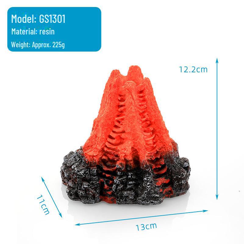 Aquarium Resin Volcano Rockery with Oxygen Pump Attachment - Home Decor Ornament for Fish Tanks
