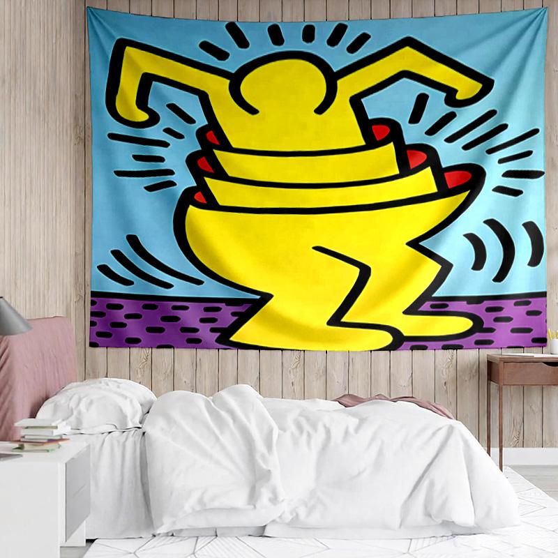 Keith Haring Ascending Tapestry for Bedroom Aesthetic Classroom Tapestries Wall Hanging for Living Room Dorm Office,Ideal Creative Gift