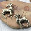 2Pcs Pure Copper Deer Sculpture Ornaments  Brass Miniature Figurines Lucky Craft