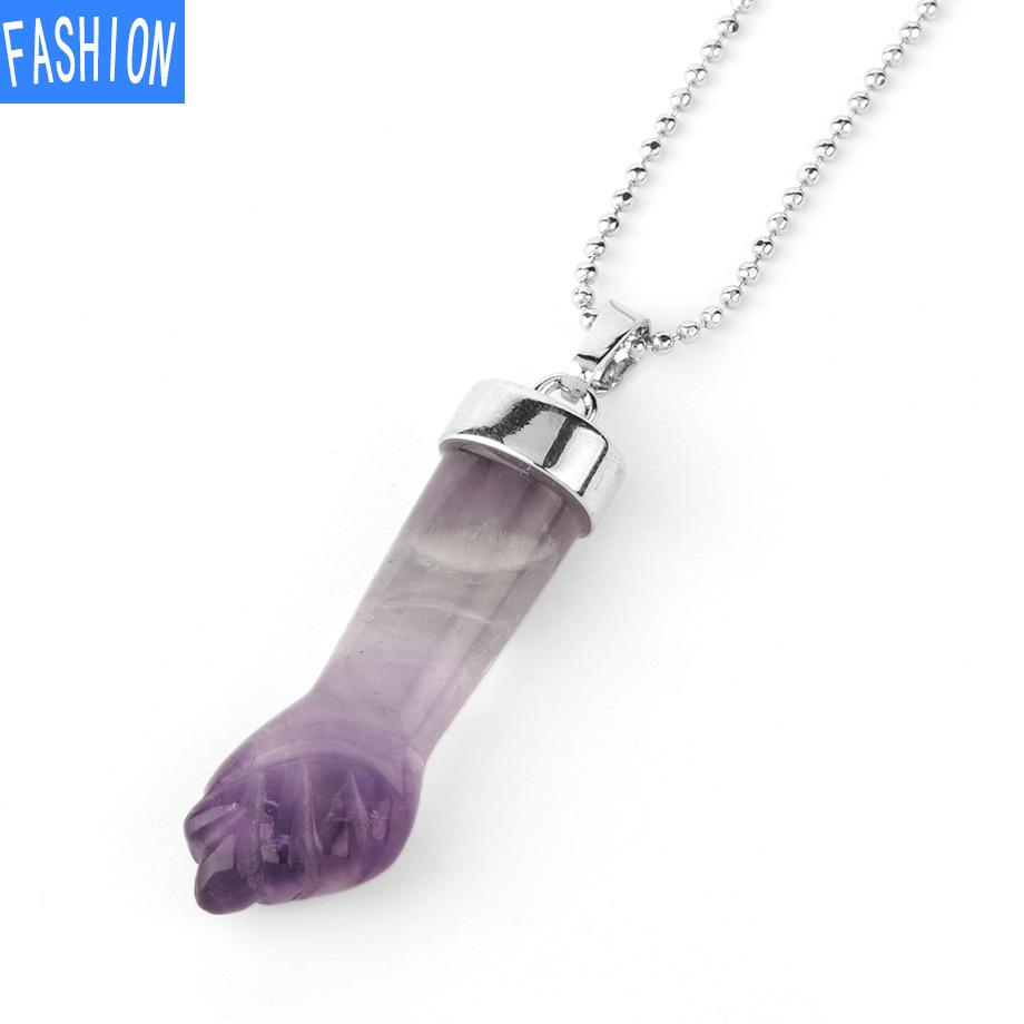 Уникальное европейское и американское персонализированное ожерелье с подвеской из натурального кристалла в виде ладони, оригинальное ожерелье