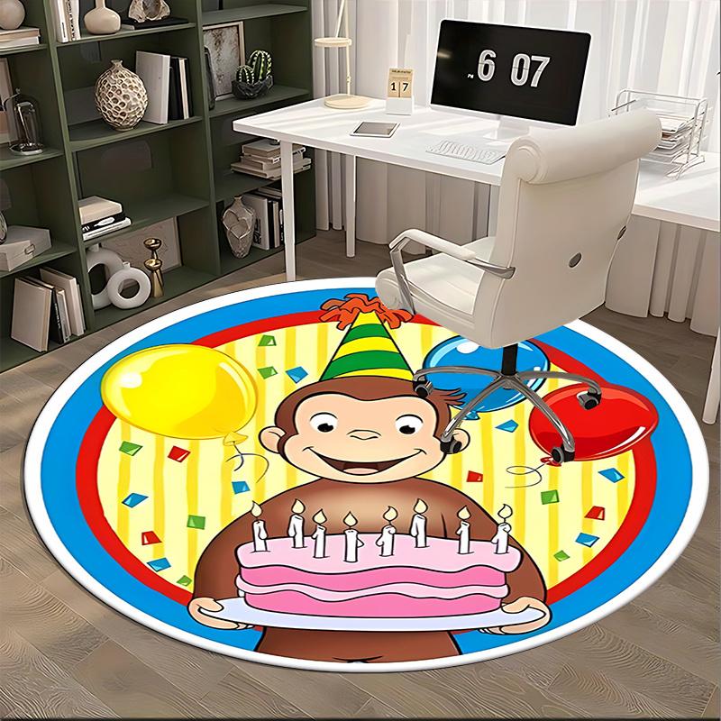 Curious George,Birthday Cake Chair mat Round Rug Office carpet,Non slip, Suitable for Living Rooms, Bedrooms Decor1205056a