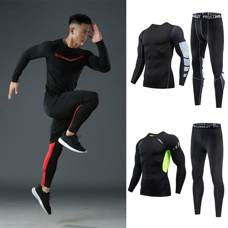 2 шт. Мужской компрессионный спортивный костюм GYM Tight Sports Yoga Fitness Sets Leggings