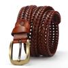 Woven Belt Genuine Leather Women's Straps Man Belts Wide Girdle Male Cow Skin Vintage Fashion Brand