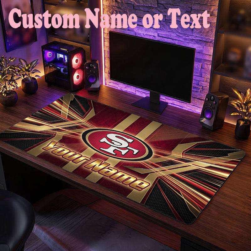 San Francisco 49ers Customized Name Text Mouse Pad, Large Desk Mouse Mat Personalized Home Office Present