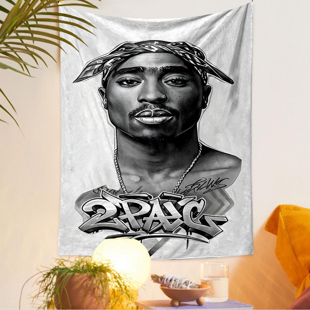 Printed Tapestry 2Pac Tupac Shakur Bandana Portrait Hip Hop Rap Music Dorm Room