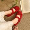 Bow Single Shoes Spring New Thick-soled Mary Jane Gentle Wind with Skirt Lazy One Pedal Sweet Single Shoes Woman