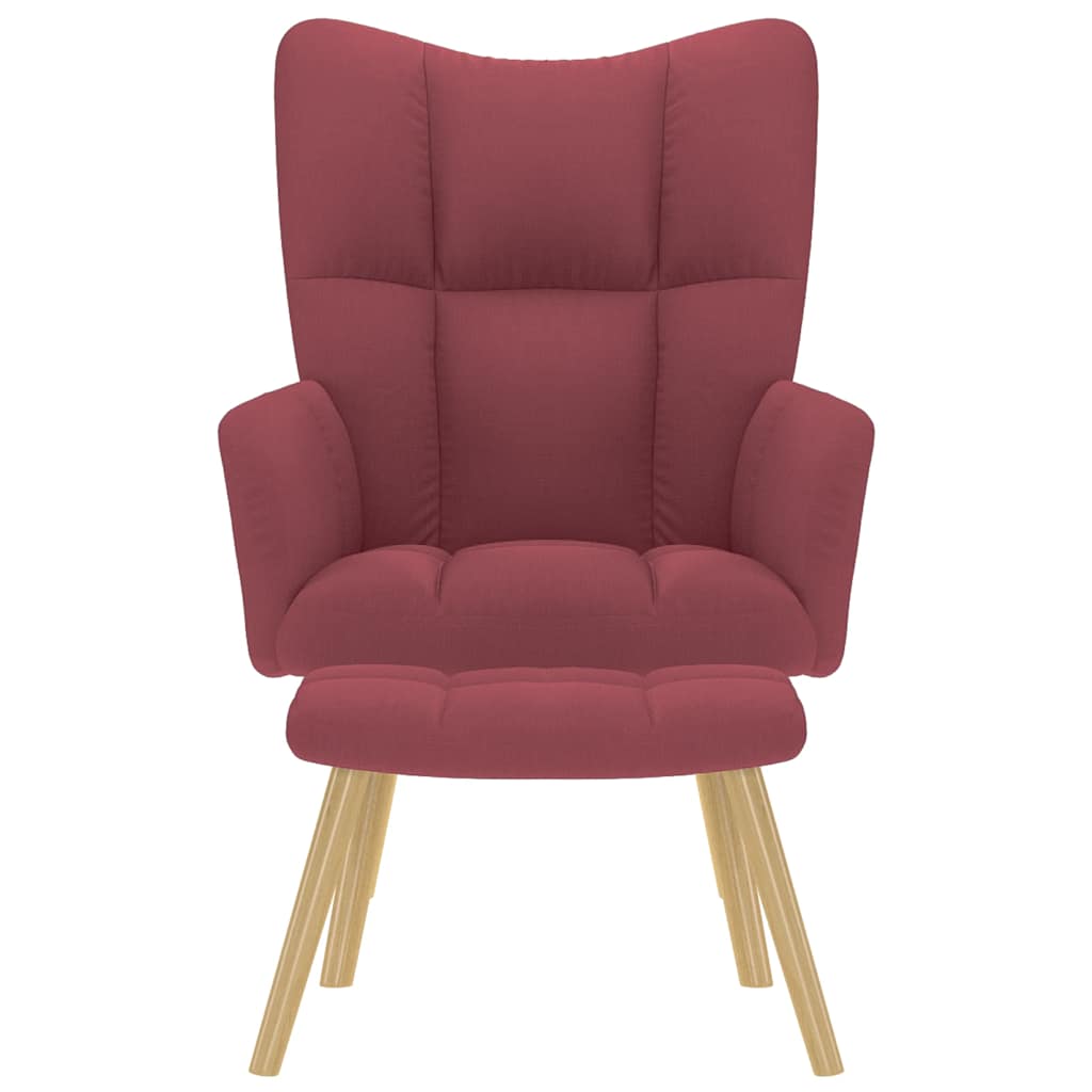 Relaxation Armchair with Footstool Burgundy Fabric