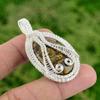 Rhyolite Stone Sister Wedding Wire Wrap Bezel Pendant Jewelry Sterling Silver