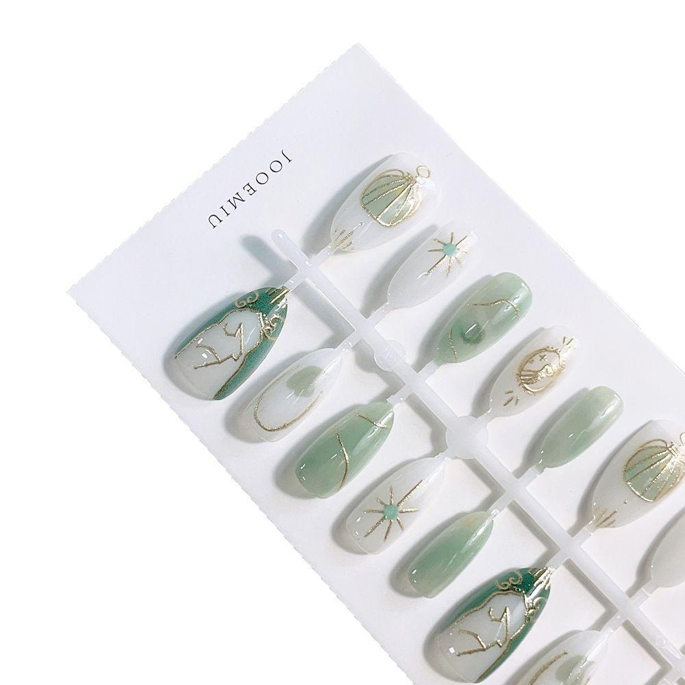 Almond Stardust Cat-eye 3D Gilded Removable Wearable Nail Art Set - 30 Pieces