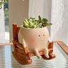 [1 шт. Милый качающийся горшок для растений] 1 шт. Легкий смоляной милый качающийся горшок для растений бежевого/коричневого цвета | Пасторальный декор для помещений/улицы, офиса, дома