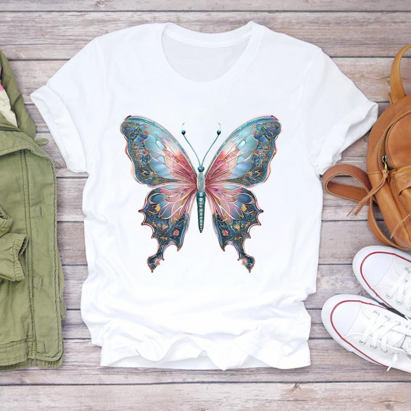 (Asian Size) Women Tee Flower Trend Cute Top Clothing Casual  Short Sleeve T Shirt Fashion Print Lady Female Graphic T-shirts