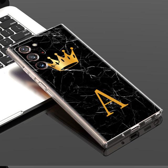 Чехол Gold Crown Letter Queen для Samsung Galaxy S21 FE S20 S22 Note 20 Ultra 10 Plus 8 9 Note10 Lite Capa Clear Silicone Coque