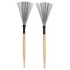 2PCS Drum Brush Double Headed Dual Purpose Maple Drumstick Rubber Steel Wire Portable Percussion