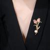 Zircon Tulip Flower Pearl Brooches For Women Sweet  Floral Lapel Pins Banquet Party Clothes Corsage Jewelry Gift