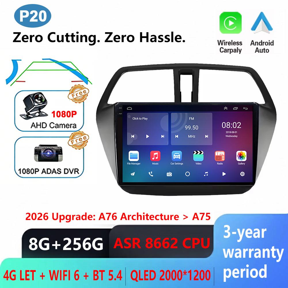 Android 16 Carplay For Suzuki SX4-CROSS 2014-2017 Car Radio Stereo Multimidia Player GPS Navi Bluetooth DSP Stereo QLED Screen