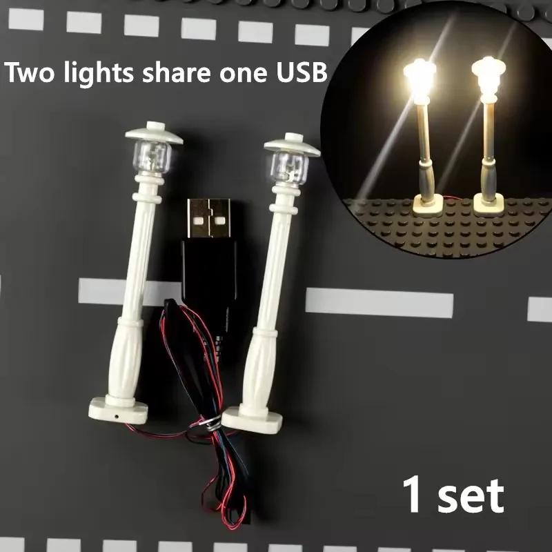 City Road Street traffic lights 7Ports LED LIGHT USB Street Lamp Base Plate Accessories Construction Bricks mini model Works With
