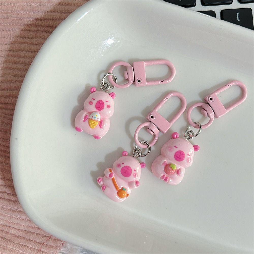 Креативный розовый брелок-капибара, милый брелок для ключей с животным, подвеска-капибара для сумки