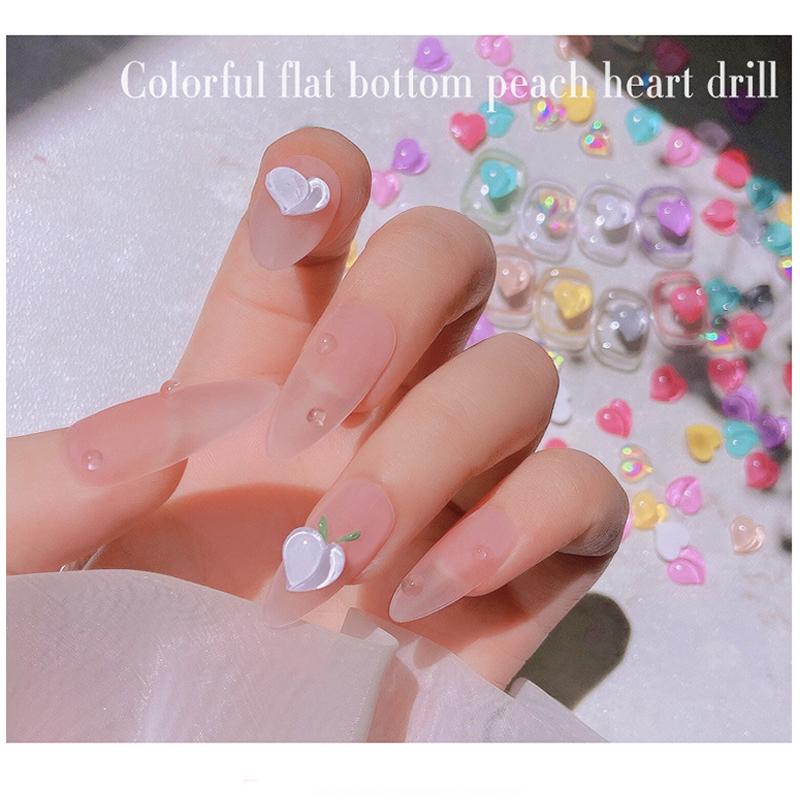 10 шт. набор для дизайна ногтей персиковое сердце сверло из смолы для ногтей персиковое сердце ювелирные изделия милые трехмерные украшения для ногтей с бриллиантами