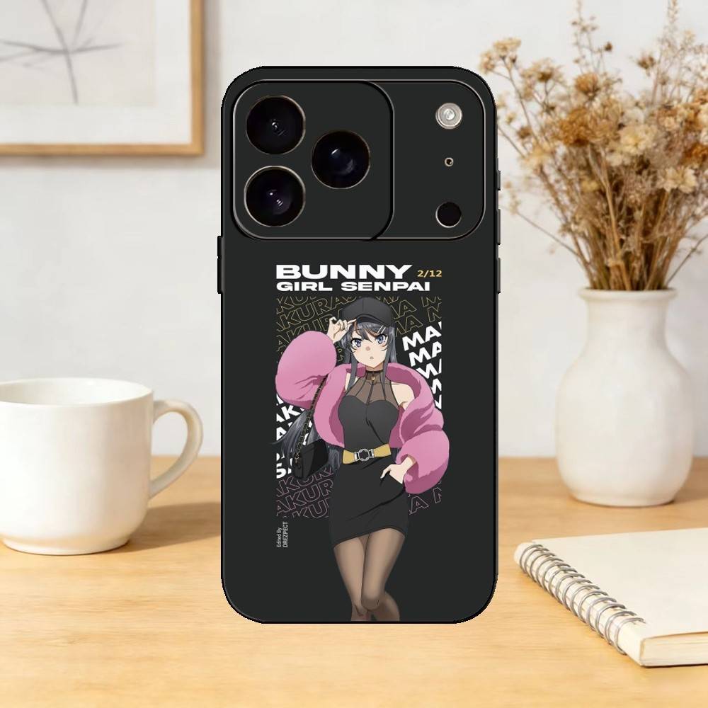 Чехол для телефона Senior S-Sakurajima Mai для iPhone 17,16,15,14,13,12,11 Plus,Pro,Max,Mini Силиконовый черный Мягкий чехол