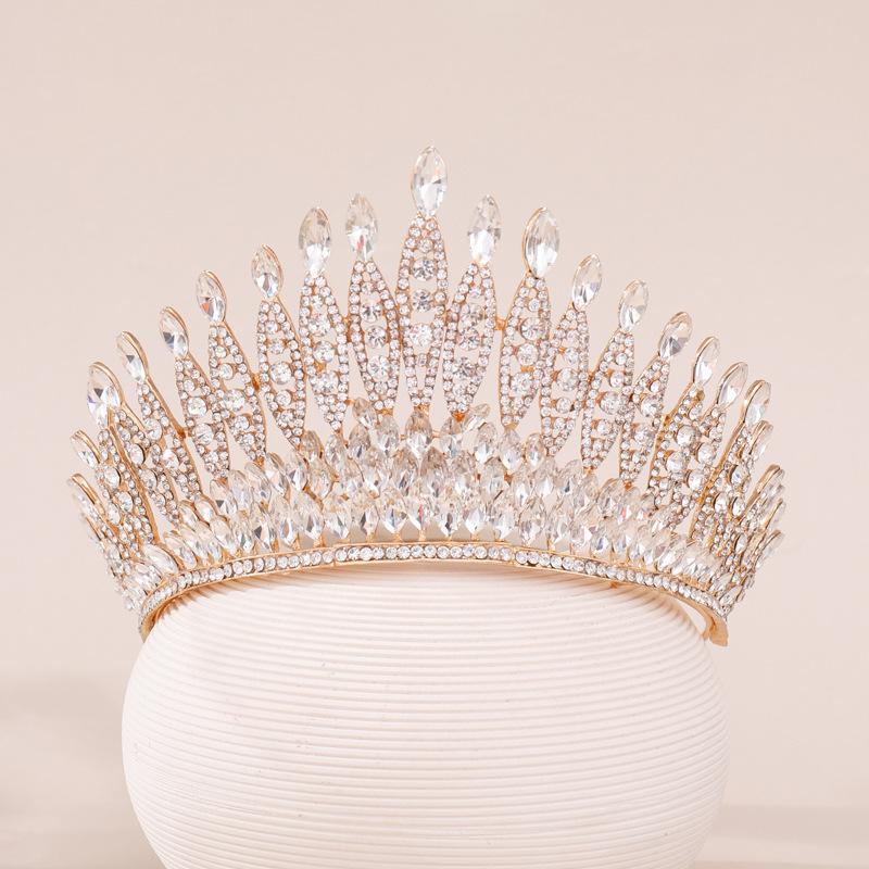 DIEZI Korean Luxury Multicolor Crystal Tiara Crown For Women Wedding Fashion Bridal Queen Rhinestone Hair Accessories Headbands