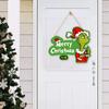 Christmas Green Elf Door Sign Merry Christmas Wooden Door Hanger Front Door Wall