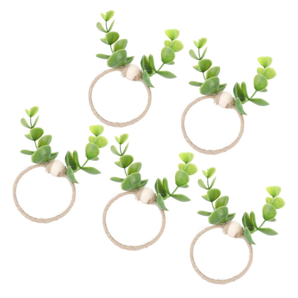 10pcs Plant Rope Wood Bead Napkin Rings Simulation Miniature Napkin Rings Holder for Doll House and 