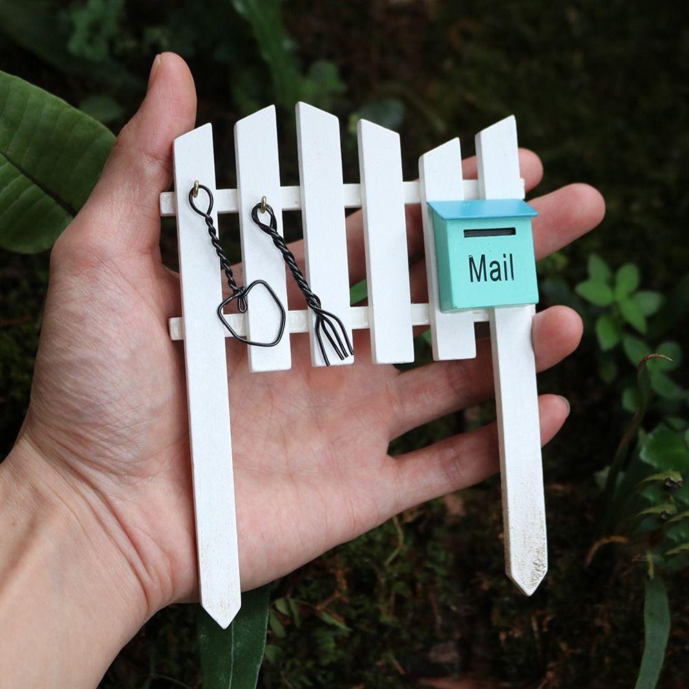 С синим почтовым ящиком забор миниатюрный маленький мини забор кукольный домик забор фигурки садовый дизайн