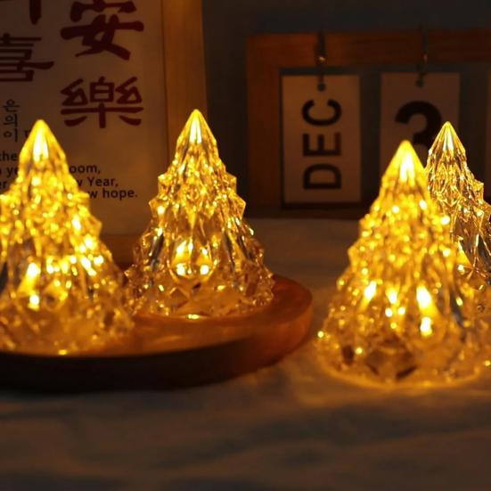 Светодиодная лампа в форме рождественской елки, мягкое свечение, немерцающий прикроватный светильник на батарейках