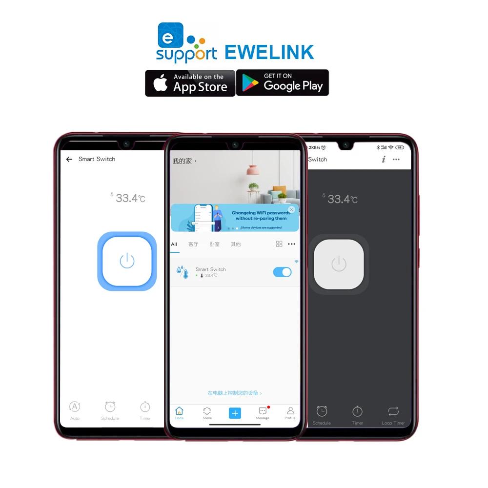 WiFi-выключатель eWeLink 10A 2200 Вт Беспроводное управление с мониторингом энергопотребления Температура и влажность Термостат Alexa