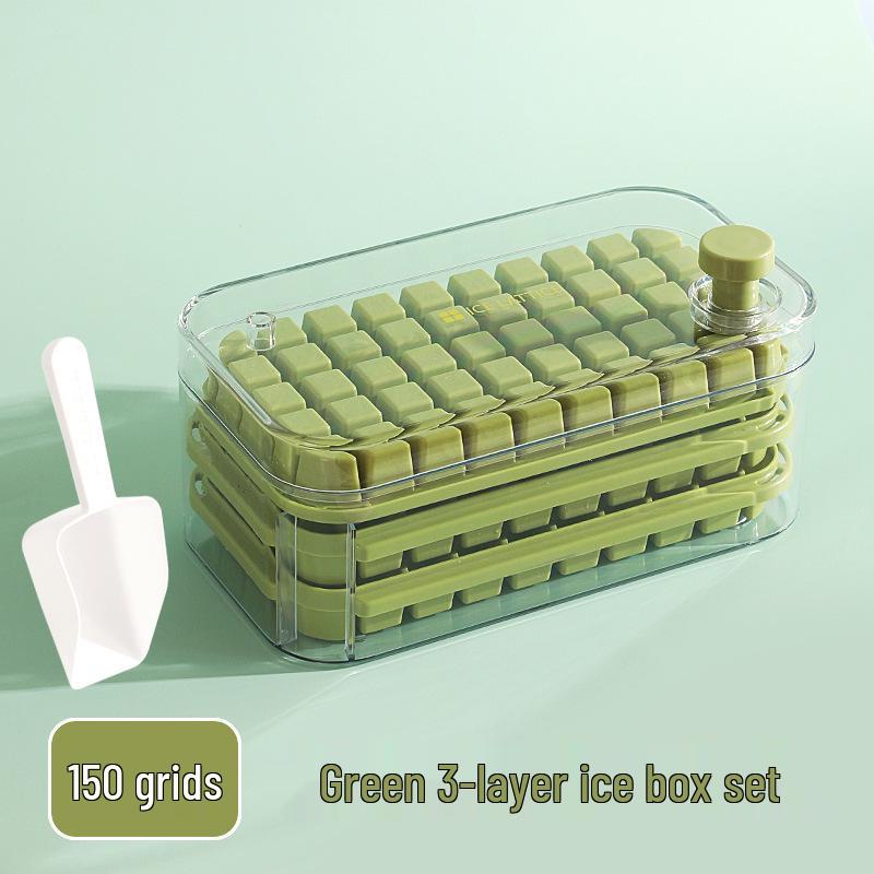 Silicone Ice Cube Tray with Easy Release & Double Layer Storage