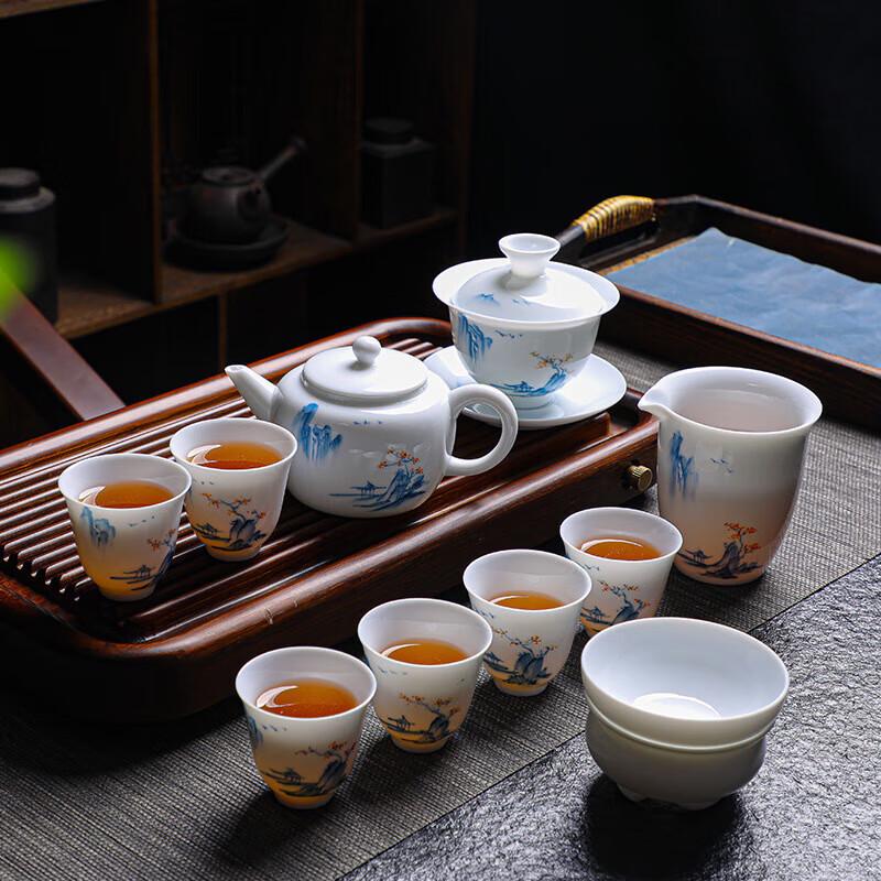 Hand-Painted Jade-like Ceramic Kung Fu Tea Set