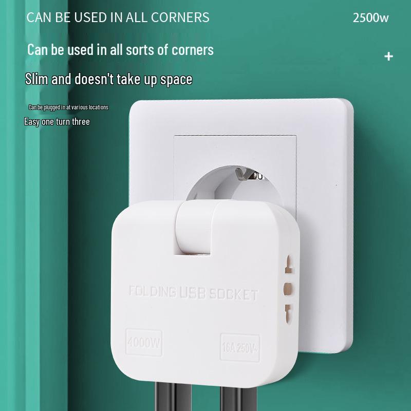 180° Rotatable Ultra-Thin Euro Standard Wall-Mounted Multi-Socket Power Converter.