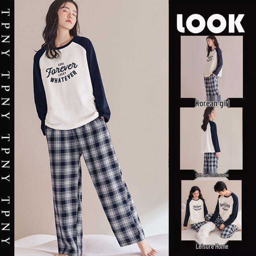 Женский пижамный комплект с длинным рукавом - Милый мультяшный принт, Большой размер, для весны и осени, для дома/улицы